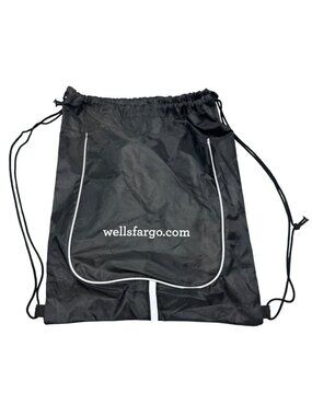 Wells Fargo Drawstring Backpack Black Nylon READ